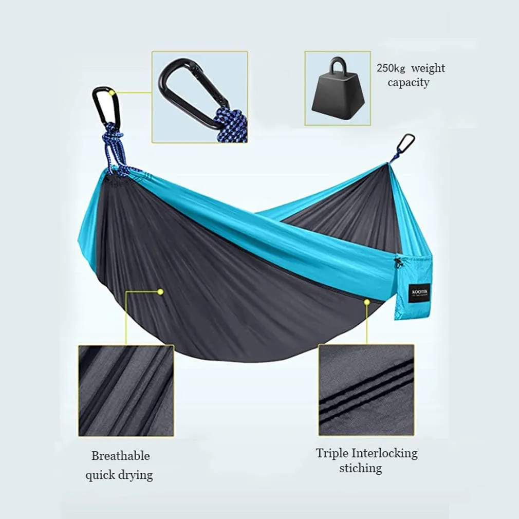 Portable Camping Hammock Survival Garden Outdoor Furniture Leisure Sleeping Double Hanging Bed for Home Yard Beach Relaxation Backpacking Travel Hiking