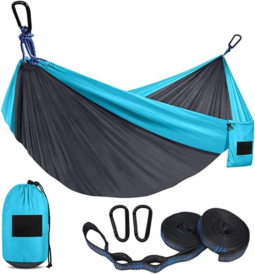 Portable Camping Hammock Survival Garden Outdoor Furniture Leisure Sleeping Double Hanging Bed for Home Yard Beach Relaxation Backpacking Travel Hiking