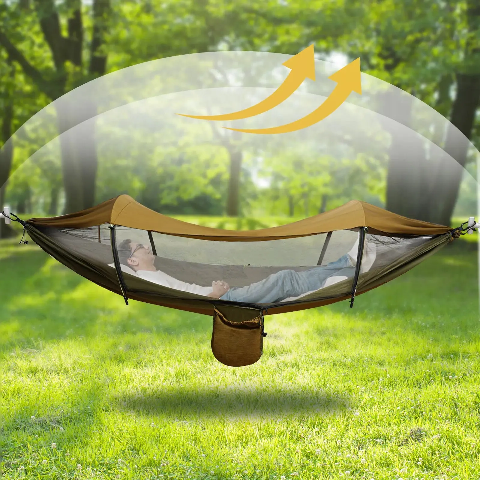 Portable Camping Hammock with Mosquito Net & Sun Protection - Lightweight Outdoor Hanging Bed