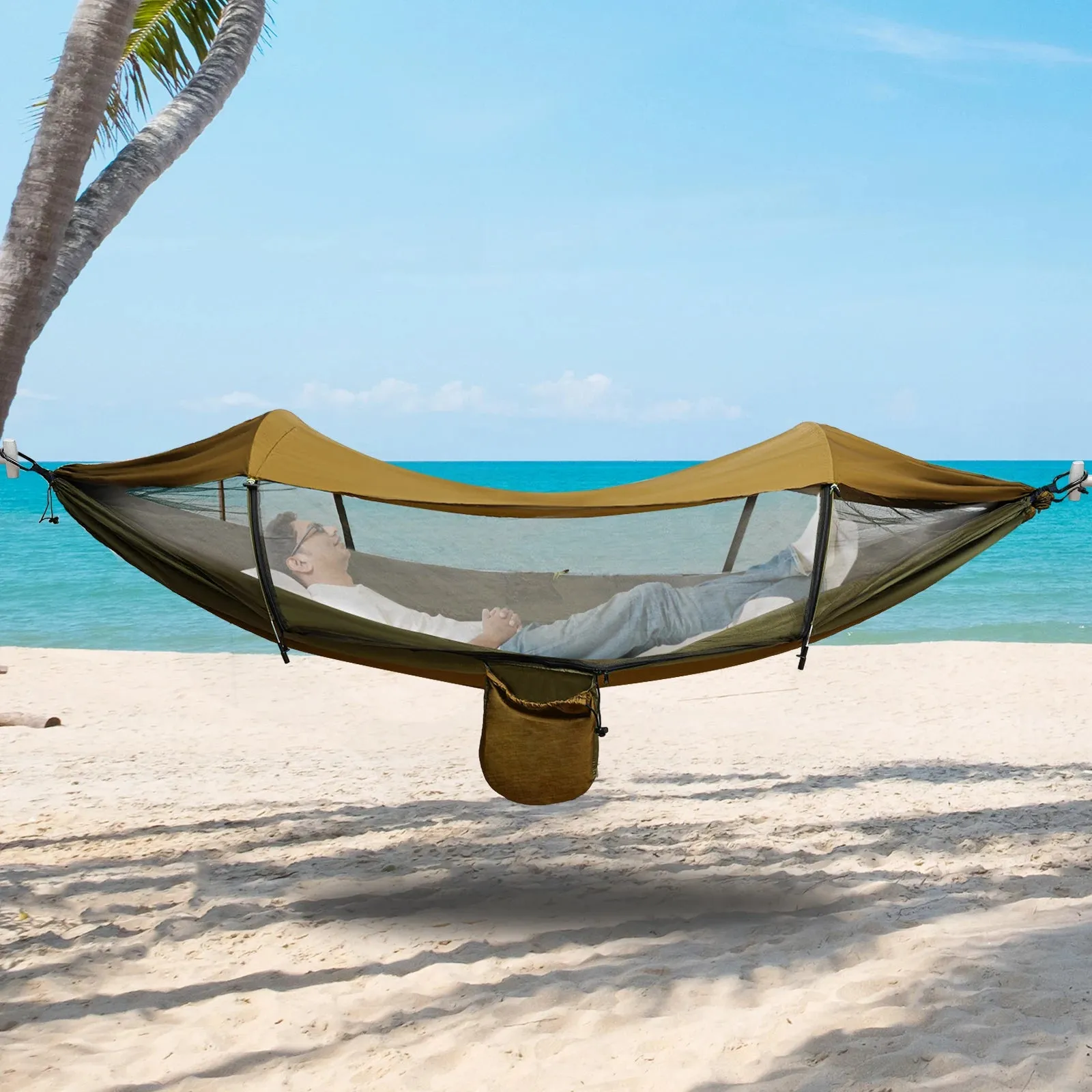 Portable Camping Hammock with Mosquito Net & Sun Protection - Lightweight Outdoor Hanging Bed