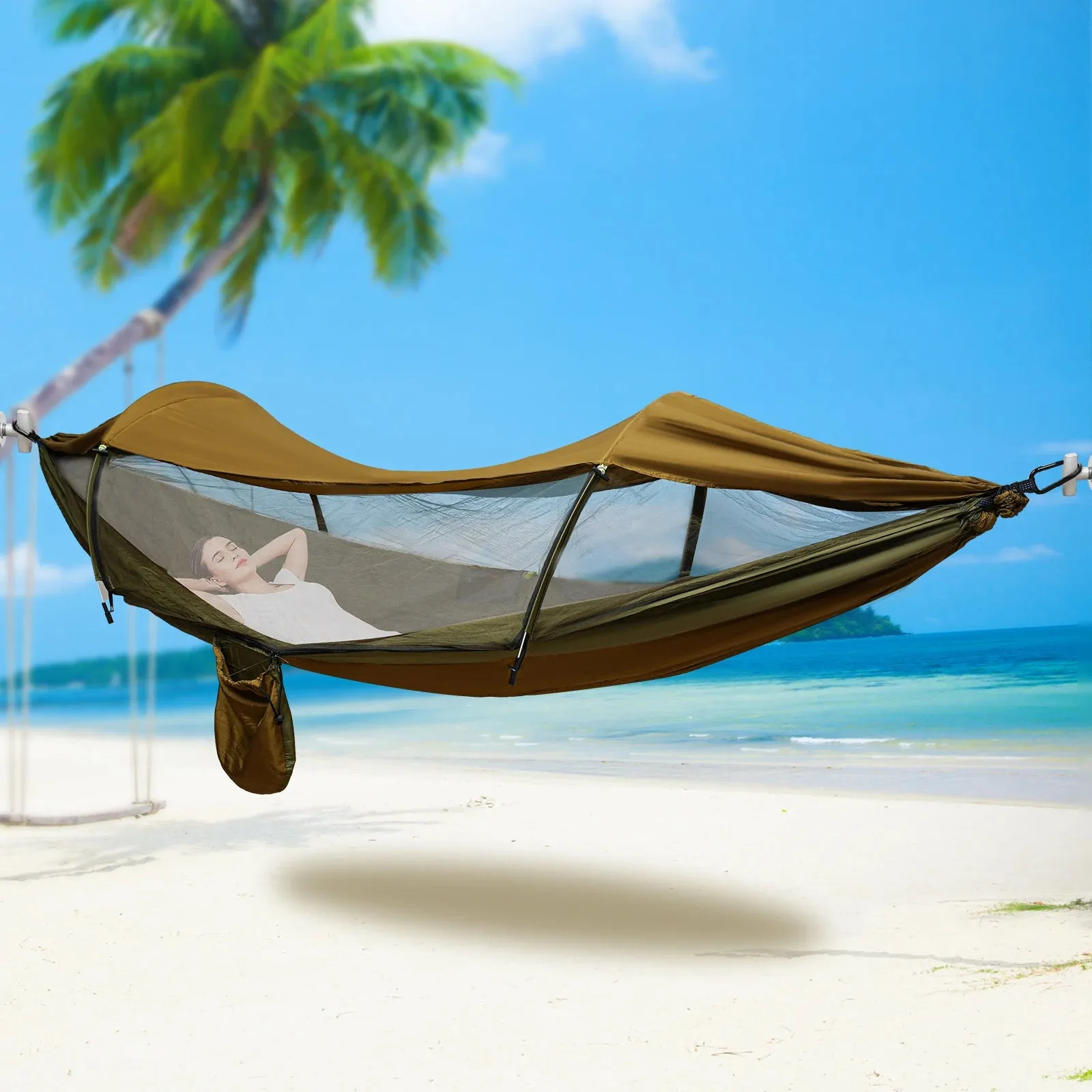 Portable Camping Hammock with Mosquito Net and Sun Protection