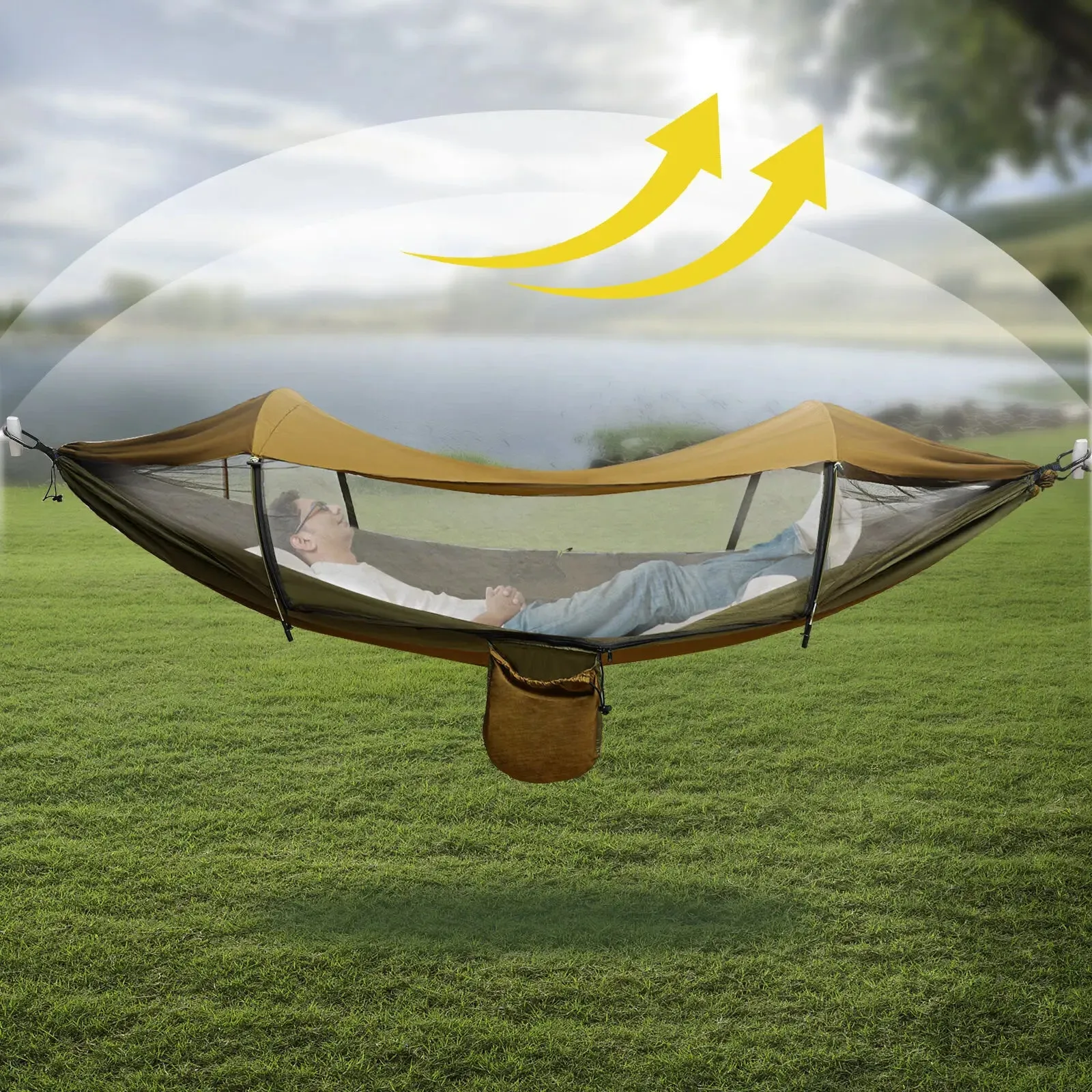 Portable Camping Hammock with Mosquito Net and Sun Protection
