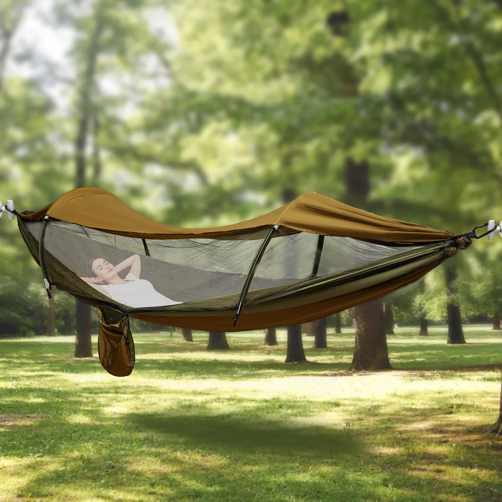 Portable Camping Hammock with Mosquito Net and Sun Protection