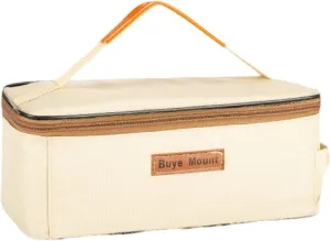 Portable Camping Organizer Bag, Large Capacity Multifunctional Storage Bag, Portable Pouch for BBQ Camp Cookware Kitchen Kit (Beige)