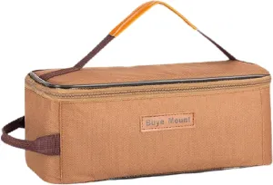 Portable Camping Organizer Bag, Large Capacity Multifunctional Storage Bag, Portable Pouch for BBQ Camp Cookware Kitchen Kit (Khaki)