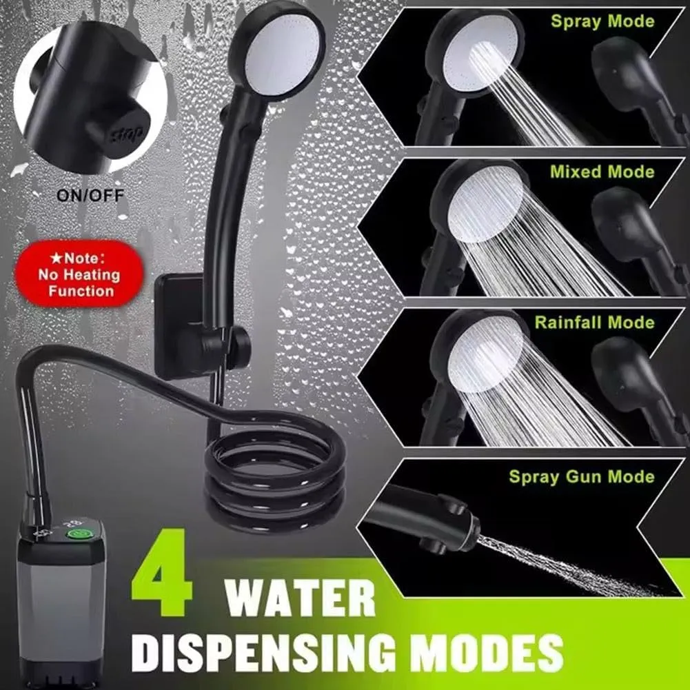 Portable Camping Shower Outdoor Camp Shower Pump,2025 New Upgrade Rechargeable Electric Shower Pump with Intelligent Digital Displa,IPX7 Waterproof Outdoor Camp Pump for Hiking, Travel, Car, Pet