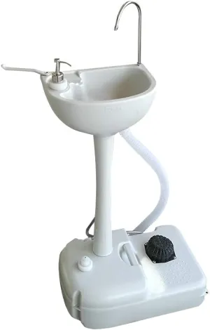 Portable Camping Sink w/Towel Holder & Soap Dispenser,Hand Wash Basin Stand w/Rolling Wheels - for Outdoor Events, Gatherings, Worksite & Camping