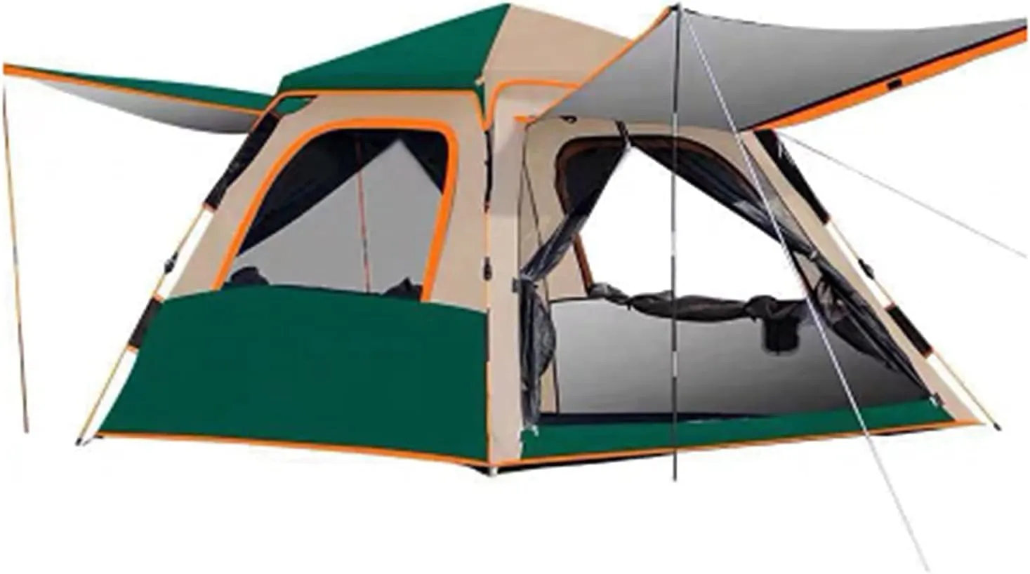 Portable Campitents Shelter Portable with Carry Bag Waterproof Hold 4-5 Persons Instant Setup Pop up Tent with Top Rainfly Doors Mesh Protection for Campihikimountaineering/Green/a