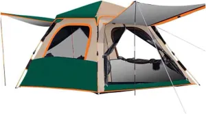Portable Campitents Shelter Portable with Carry Bag Waterproof Hold 4-5 Persons Instant Setup Pop up Tent with Top Rainfly Doors Mesh Protection for Campihikimountaineering/Green/a