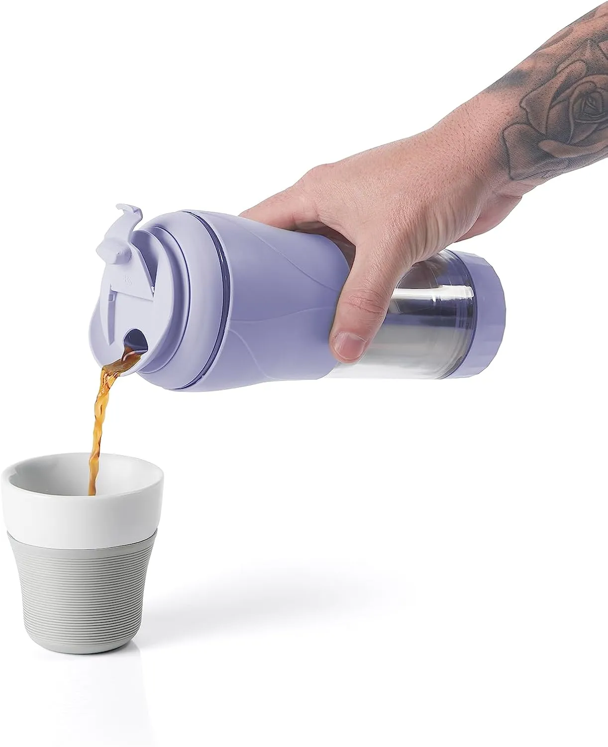 Portable Coffee & Tea Maker - Thermal Coffee & Tea Infuser, French Press, Single Serve Coffee Maker, BPA Free - Home & Kitchen Accessories & Utensils - 12 fl oz, Lilac