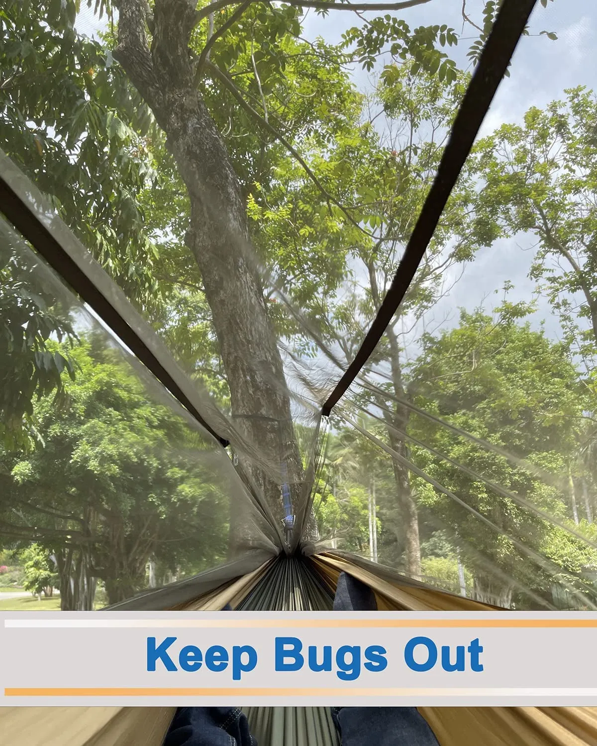 Portable Double Camping Hammock with Insect Netting - Perfect for Outdoor Hiking and Travel, Complete with Two 10ft Straps