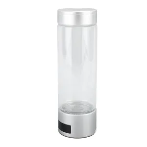 Portable Electrolysis Hydrogen Water Bottle Generator, 400ml Quick Cup for Home Office Travel Exercise, Made of Glass, ABS, Aluminum