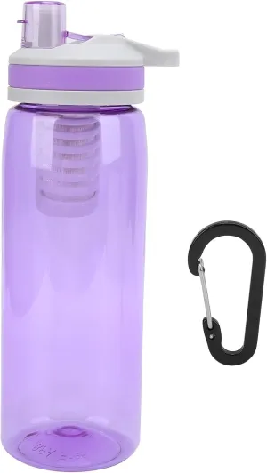 Portable Filtered Water Bottle Safe Outdoor Purifier Camping Hiking Adventures 770ml (Purple)
