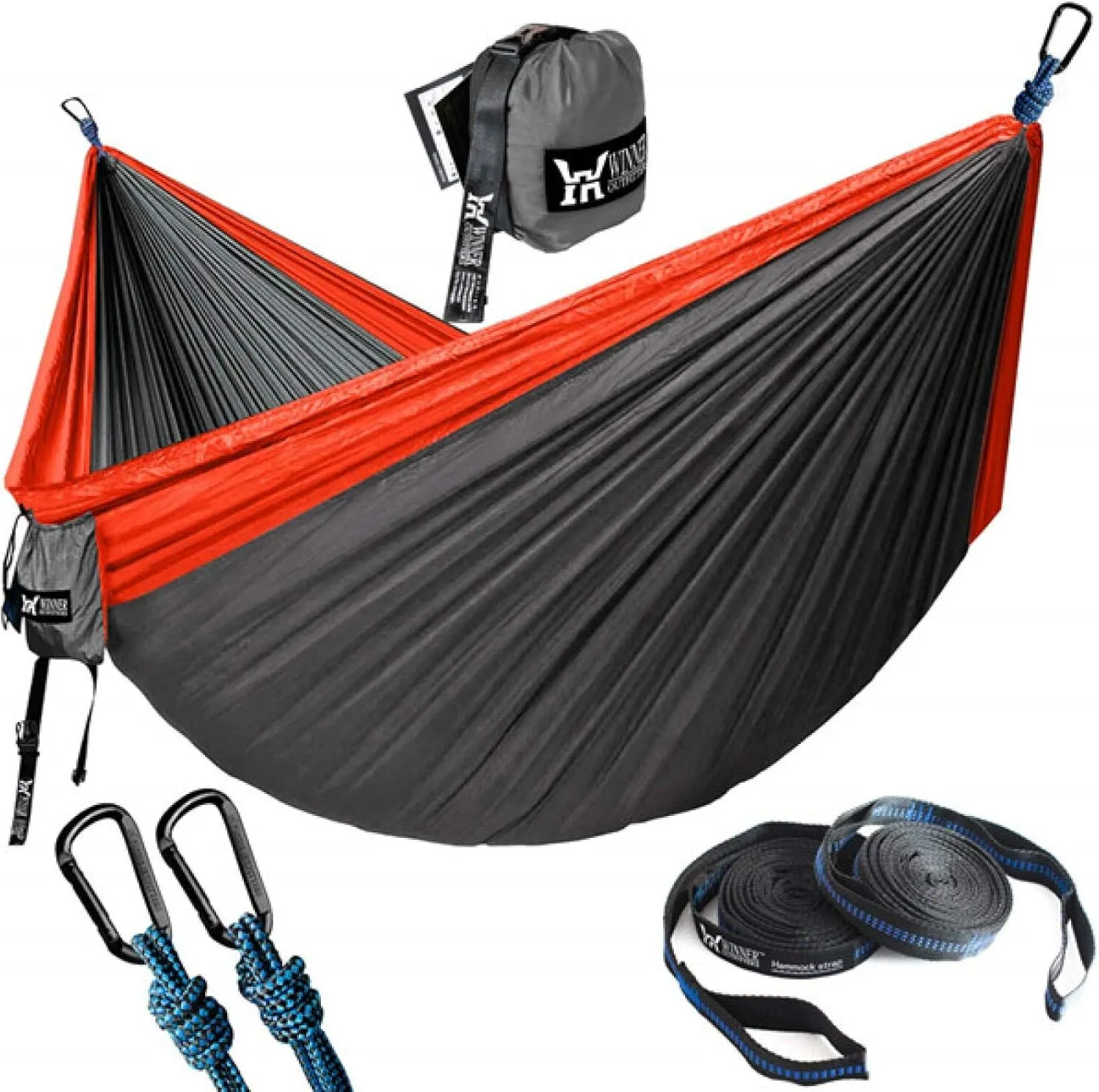 Portable Hammock Double Nylon Camping Hammock Survival Garden Hammock Couch Travel Furniture Parachute Hammock red Charcoal