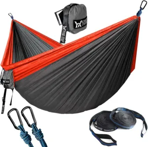 Portable Hammock Double Nylon Camping Hammock Survival Garden Hammock Couch Travel Furniture Parachute Hammock red Charcoal
