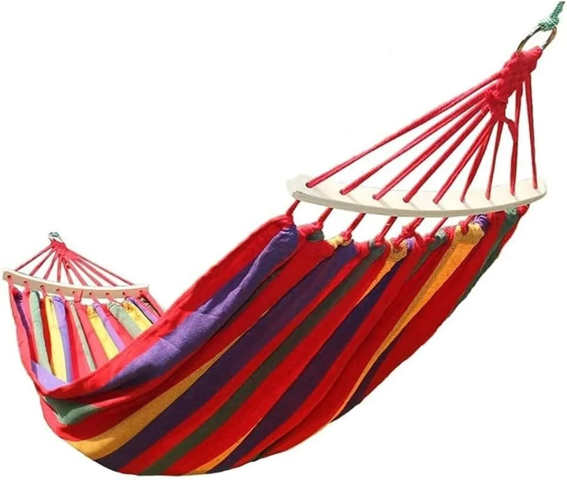 Portable Hammocks Camping Hammock Canvas Swing Bed Outdoor Hammocks Portable for Travel Beach Garden Courtyard Hammock for Outdoor(Red)