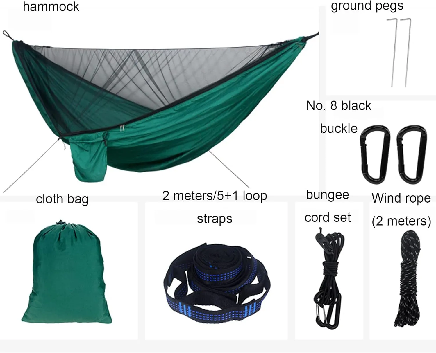 Portable Hammocks, Camping Hammock with Mosquito Net,Travel Lightweight Hammocks with Tree Straps and Solid Carabiners, Hold Up to 660lbs (Blue1)
