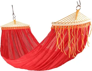 Portable Hammocks Hanging Rope Swing Camping Hammock Ice Mesh Thickened Webbing Fixed Outdoor Furniture Leisure Sleeping Summer Travel Hammock for Outdoor(Red)