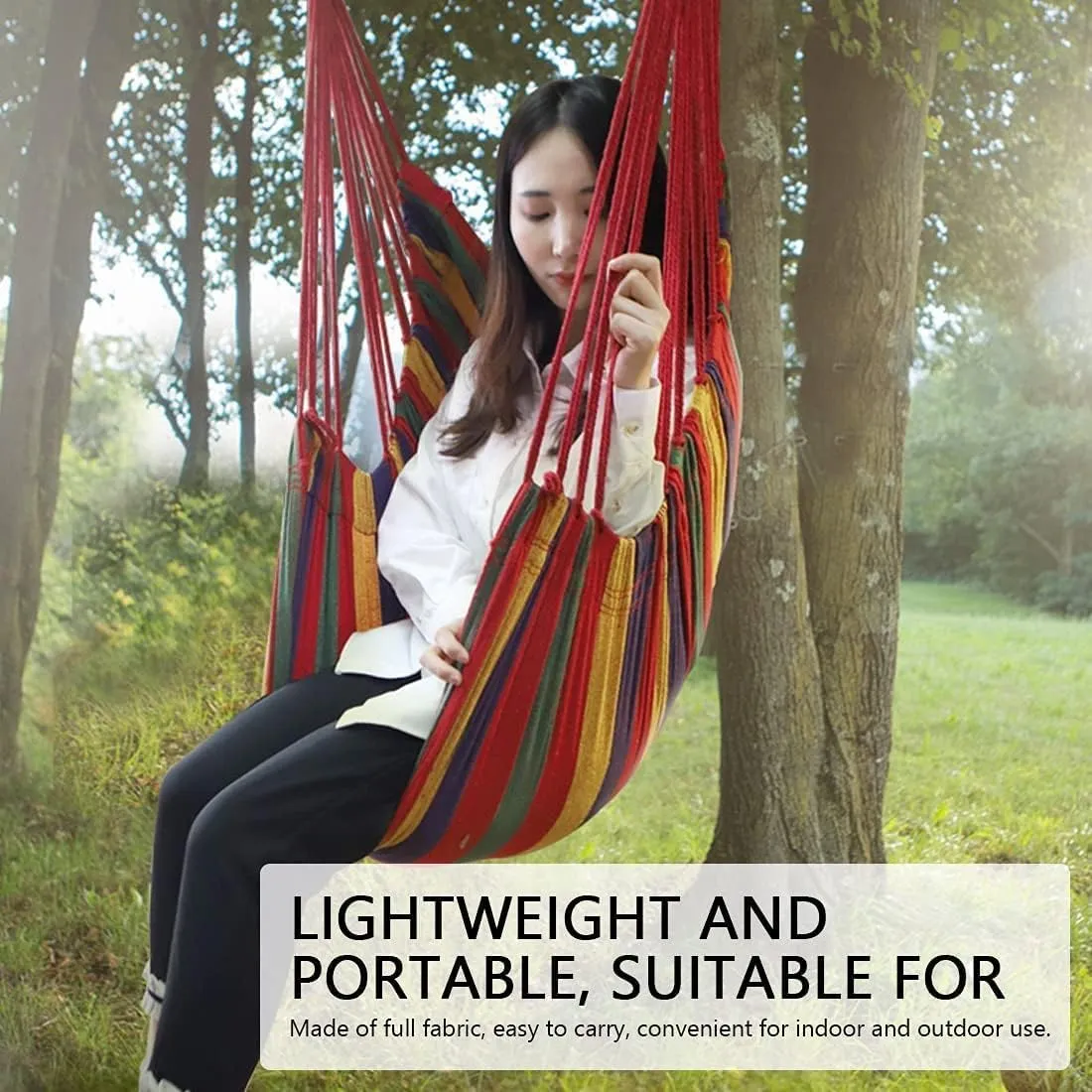 Portable Hammocks Outdoor Hammock Thicken Chair Hanging Portable Relaxation Canvas Swing Travel Camping Lazy Chair Hammock for Outdoor(Black B)