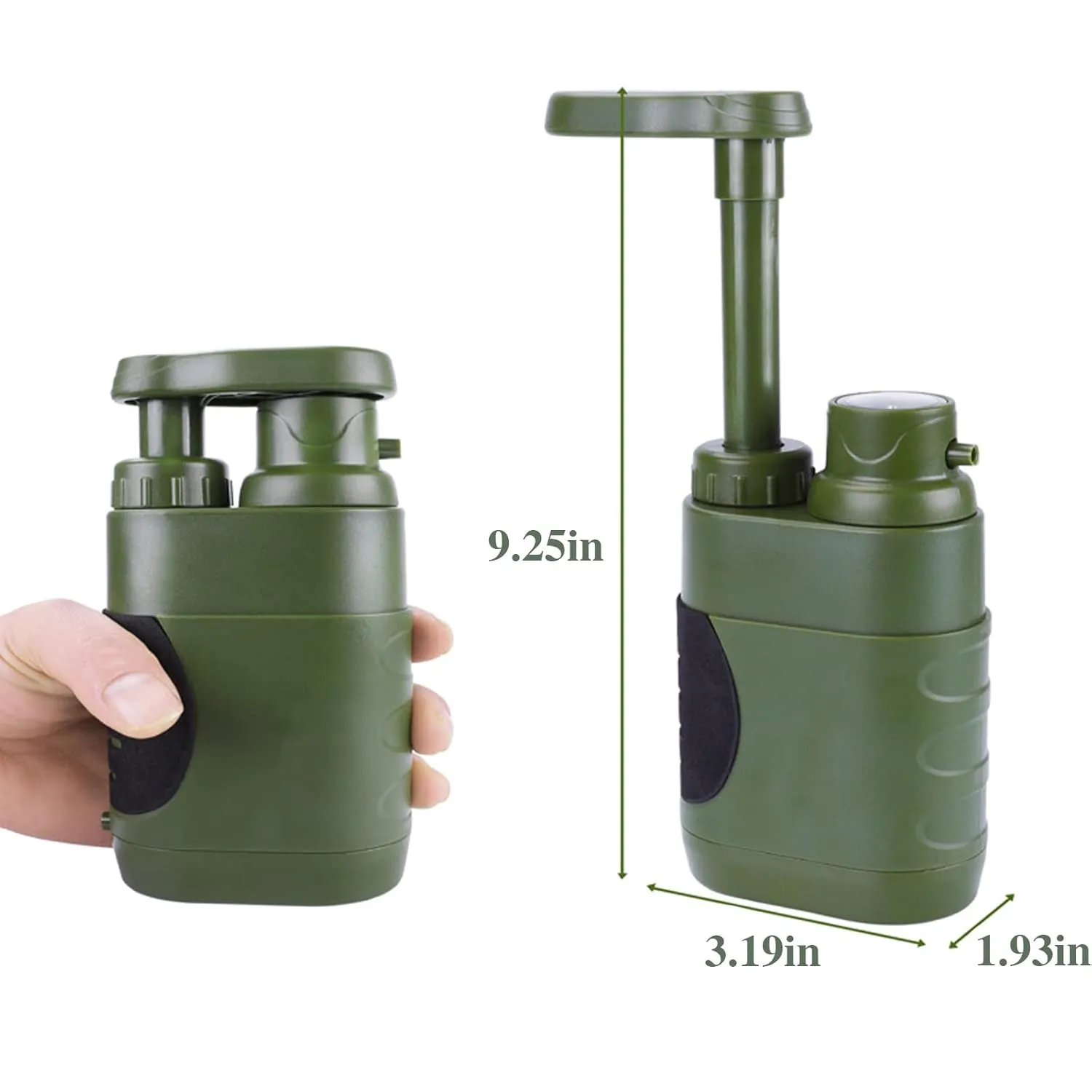 Portable Hand Pump Water Filter, Water Purifier Pump with Replaceable Carbon 0.01 Micron Water Filter, Outdoor Emergency and Survival Gear - Camping, Hiking-Black