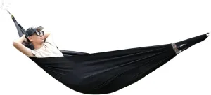 Portable Hanging Hammocks Single Person for Travel Beach Outdoor Camping Colorful High Strength Parachute Fabric Bed Storage Bag for Terrace, Outdoor(Black)