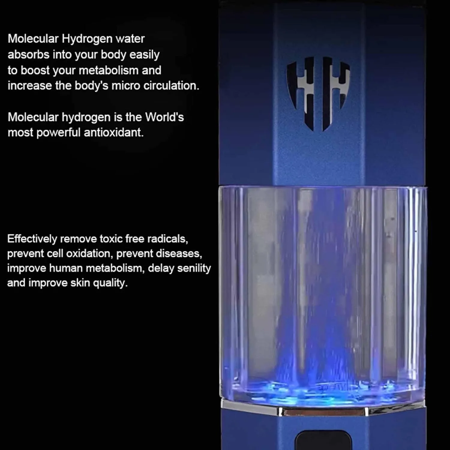 Portable Hydrogen Water Generator Bottle, 300ML, Hydrogen Rich Water Cup with SPE PEM Technology, Up to 3800-6000PPB, Hydrogen Water Ionizer