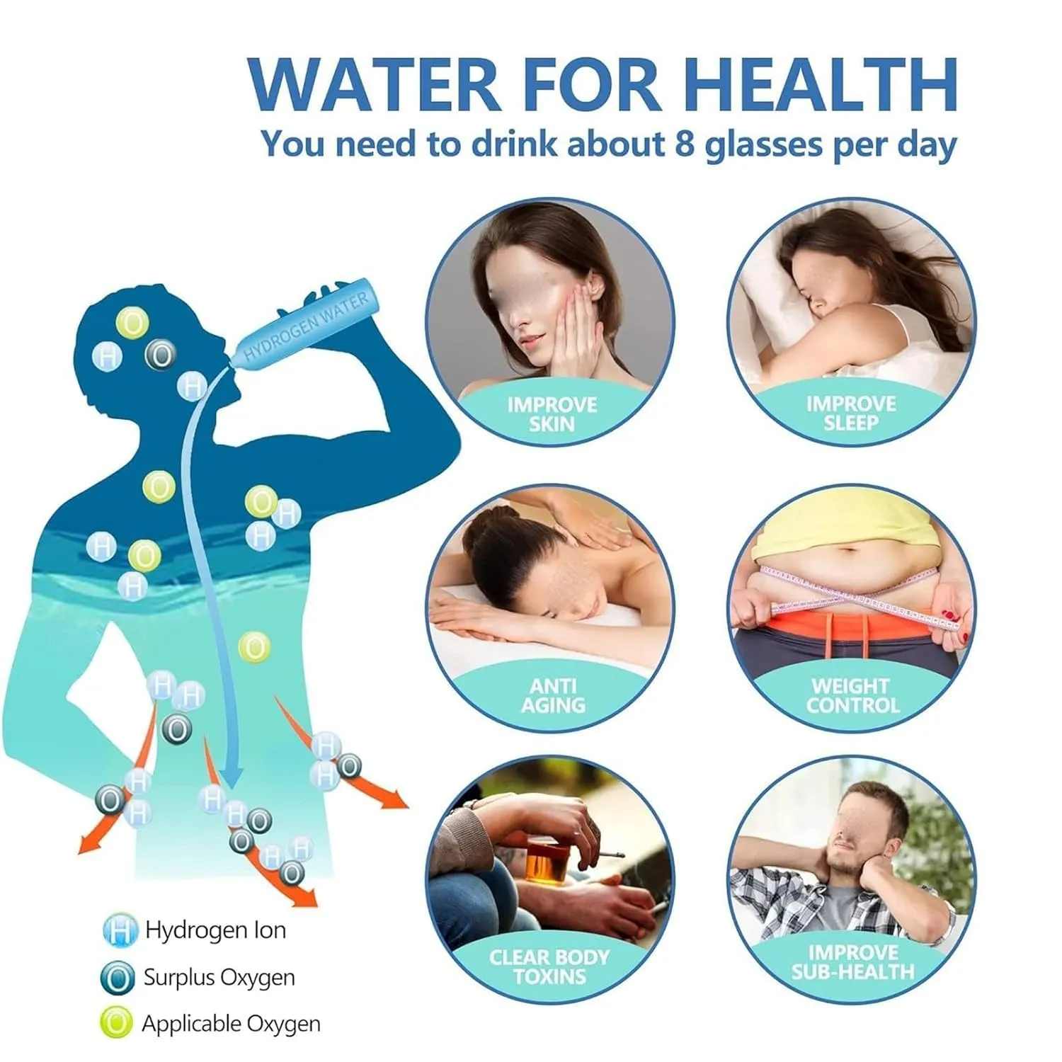Portable Hydrogen Water Ionizer Machine, Hydrogen Water Bottle, Hydrogen Water Bottle Generator, Hydrogen Rich Health Cup Alkaline Ionizer Generator Used for Home Office Travel(B)