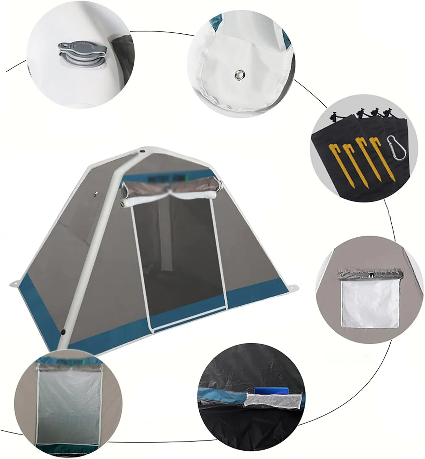 Portable Inflatable Tent, 2-3 Persons Ultralight Backpackitents for Campi- Easy Set up Instant Tent with Air Pump and Carry Bag for Family, Outdoor, Camping, Hiking (Blue a)