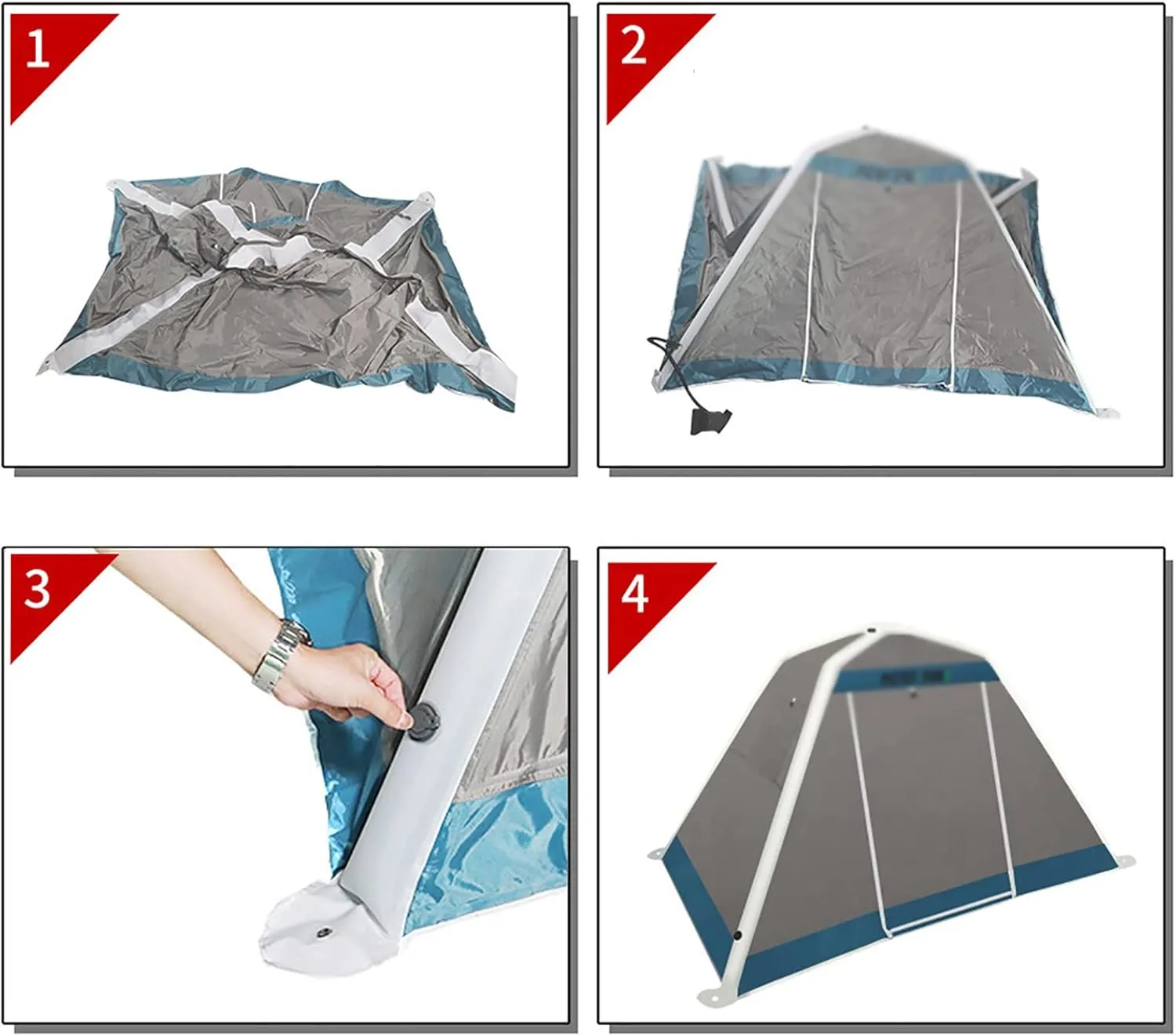 Portable Inflatable Tent, 2-3 Persons Ultralight Backpackitents for Campi- Easy Set up Instant Tent with Air Pump and Carry Bag for Family, Outdoor, Camping, Hiking (Blue a)