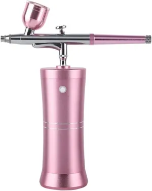 Portable Makeup Airbrush Set with Mini Air Compressor Ink Cup Spray Pen for Tattoo Nail Art Face Paint Cake Deraction Coloring Model,Pink Gift for Lover