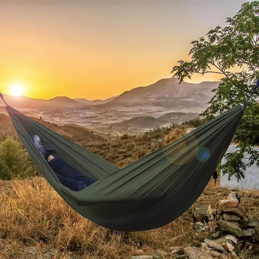 Portable Nylon Double Hammock Outdoor Backpacking Adult Camping Travel Survival Garden Swing Portable Hammock Chair, Burgundy