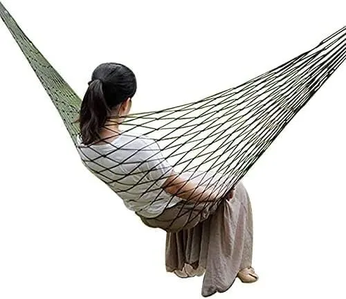 Portable Nylon Mesh Hammock Outdoor Travel Camping Bed Hanging Folding Deck Swing Furniture Hammock Chair (Color : Blue)