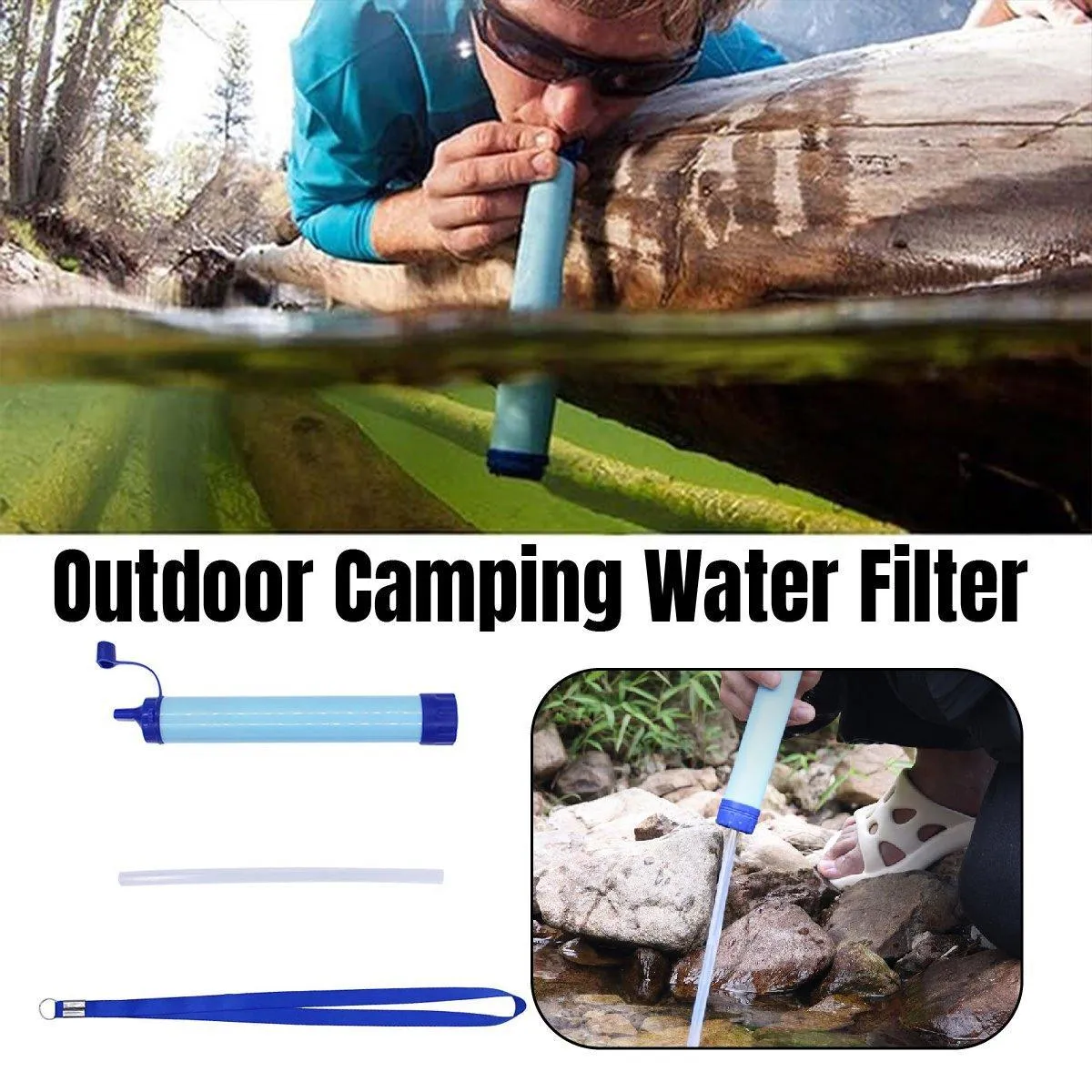 Portable Outdoor Camping Water Filter Straw Emergency Survival Purifier Tool
