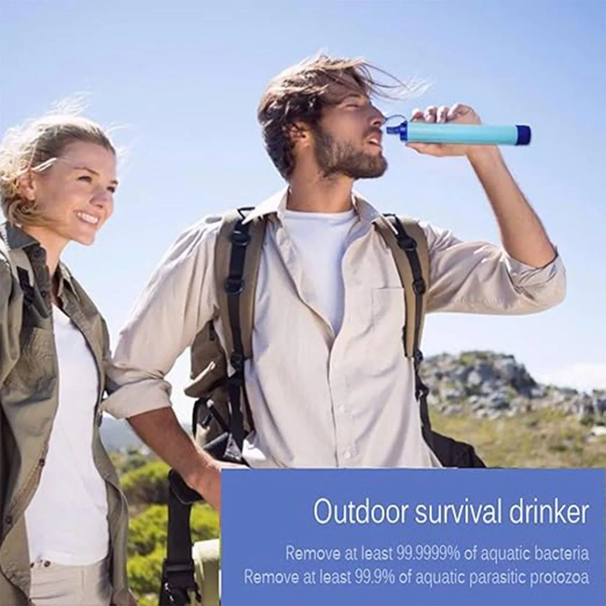 Portable Outdoor Camping Water Filter Straw Emergency Survival Purifier Tool