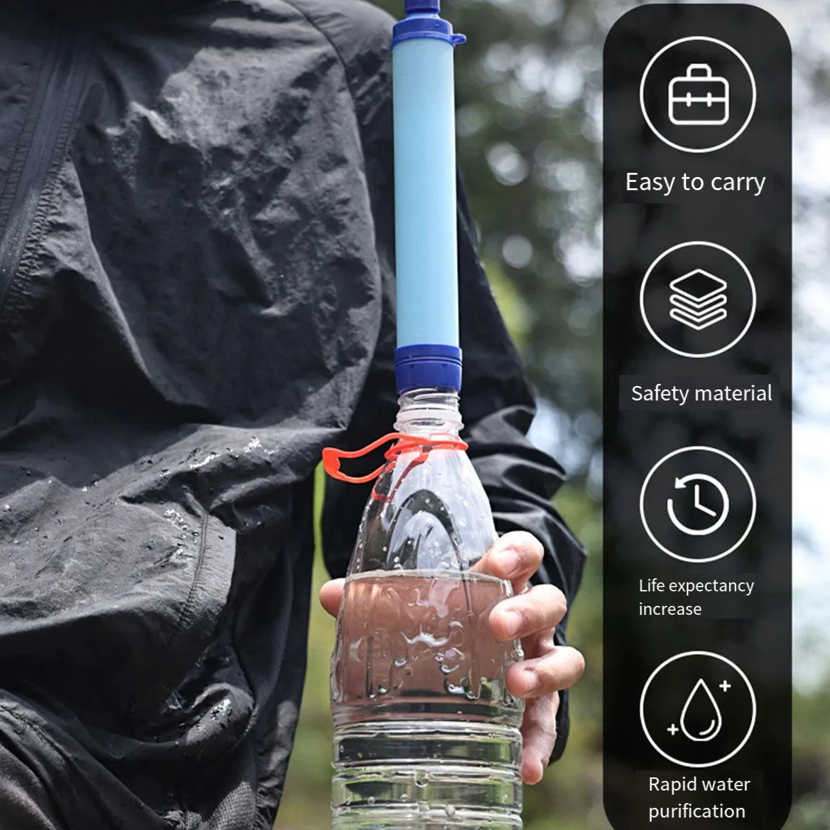 Portable Outdoor Camping Water Filter Straw Emergency Survival Purifier Tool