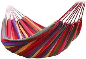 Portable Outdoor Garden Hammock Travel Camping Swing Canvas Striped Double Portable Hammock Chair (Color : 01)