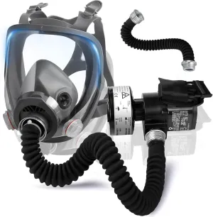 Portable PAPR Respirator System: Powered Air Purifying Respirator - Supplied Air Respirator with 40mm Gas Mask Filters Full Face Gas Mask for Industry Chemicals Welding Paint