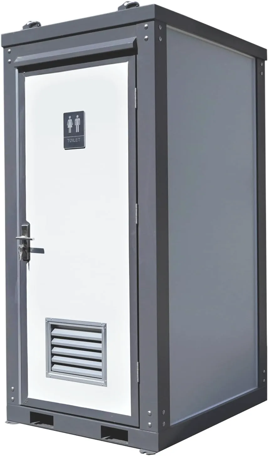 Portable Restroom with Sink, Large Outdoor Toilet with Waterproof Stainless Steel Tank, Locking Door, Electricity Operated Mobile Bathroom for Events, Job Sites, Emergency Use