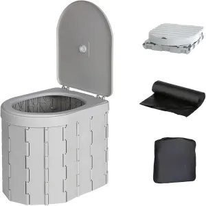 Portable Toilet, Camping Toilet for Adults with Lid, XL Folding Travel Toilets with Bags for Emergency Use, Foldable Porta Potty for Car, Outdoor Camp, Road Trip, Hiking and Truck Drivers