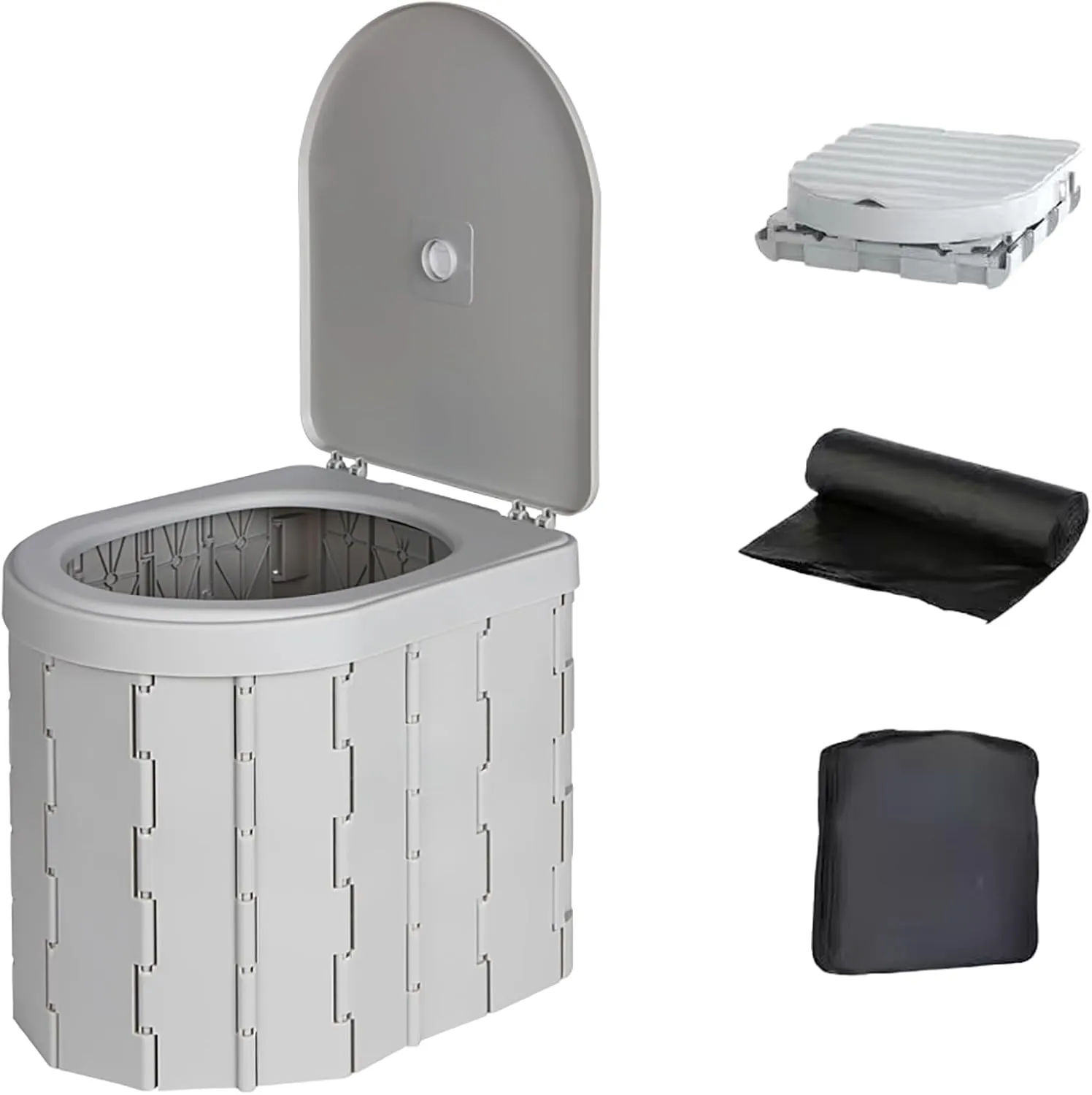 Portable Toilet, Camping Toilet for Adults with Lid, XL Folding Travel Toilets with Bags for Emergency Use, Foldable Porta Potty for Car, Outdoor Camp, Road Trip, Hiking and Truck Drivers