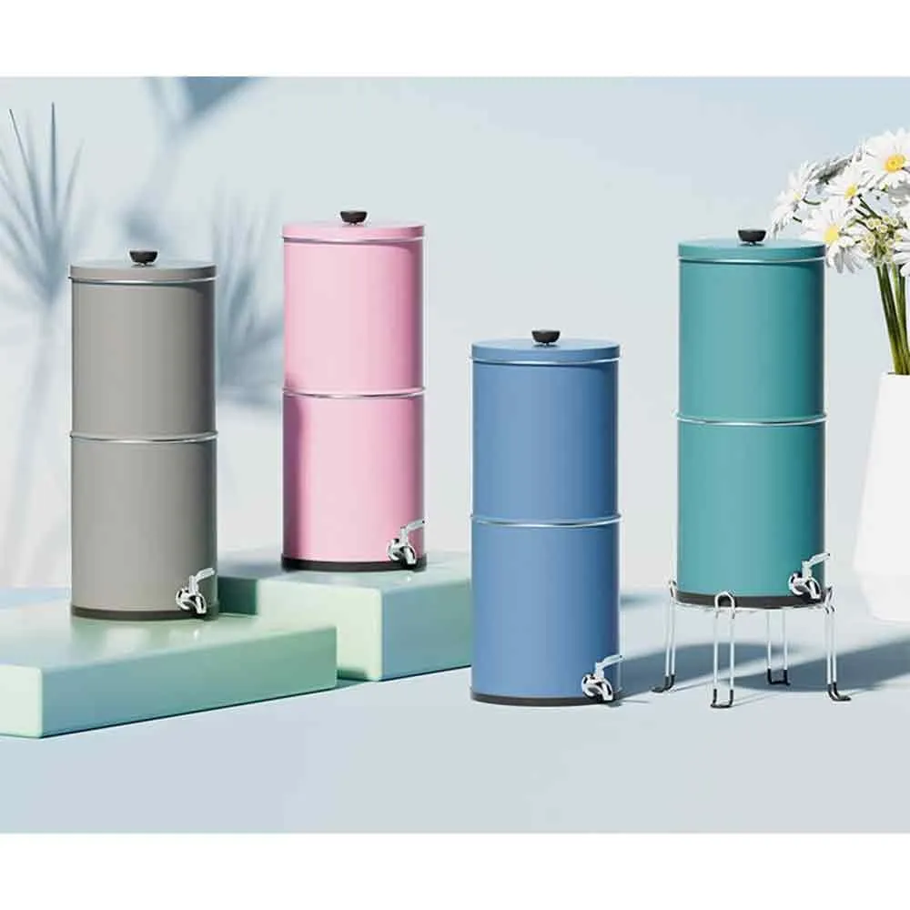 Portable Water Purifier - 2.25 Gallon Gravity with 2 Purification Filters Stainless Steel Countertop Water Filter(Gray)