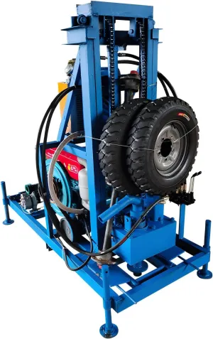Portable Wheel Water Well Drill Rig, Durable Hydraulic Drilling Machine for Gardens & Shallow Wells, 200m Versatile Water Well Drill Rig with Fuel-Efficient Engine & Fast Core Extraction System