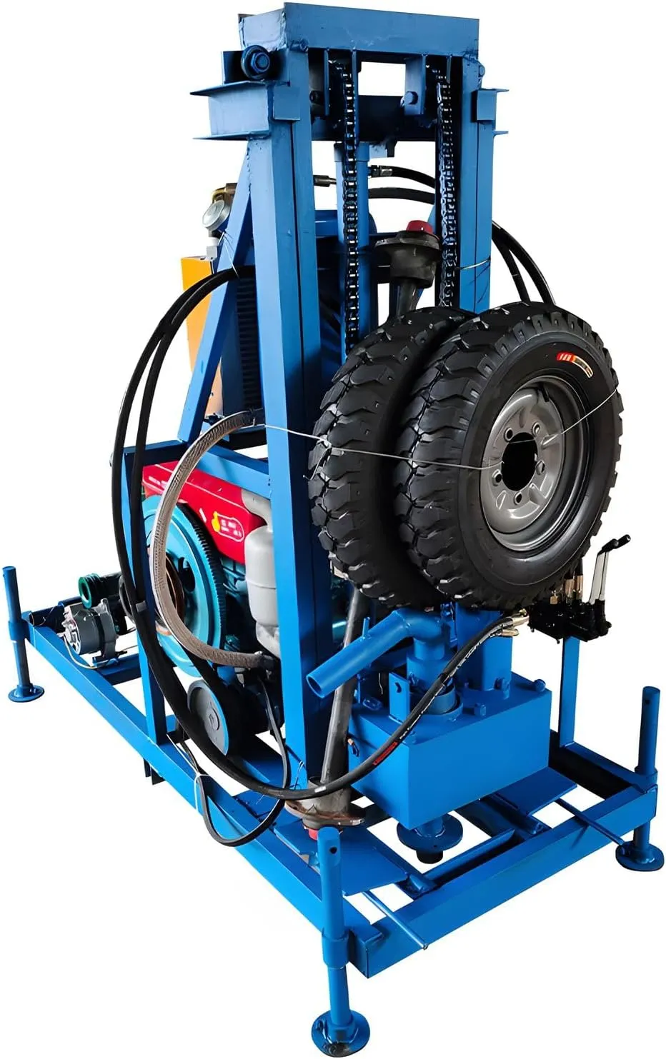 Portable Wheel Water Well Drill Rig, Durable Hydraulic Drilling Machine for Gardens & Shallow Wells, 200m Versatile Water Well Drill Rig with Fuel-Efficient Engine & Fast Core Extraction System