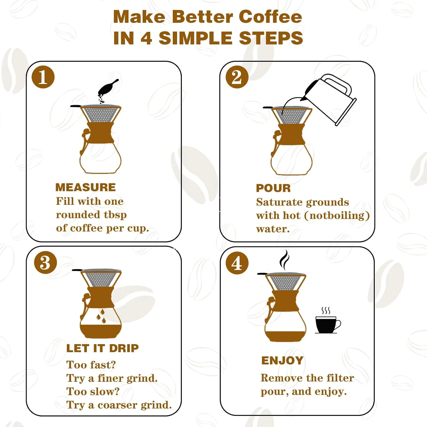 Pour Over Coffee Maker with Reusable Stainless Steel Drip Filter, Lead-Free Borosilicate Glass Coffee Carafe with Modern Wooden Collar for 1-2Cup, Circular Clear (400ml/13.5oz)