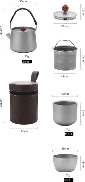 POVCZWXSS 1SET Pure Titanium Outdoor Portable Kung Fu Tea Set