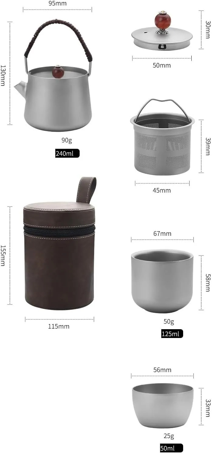 POVCZWXSS 1SET Pure Titanium Outdoor Portable Kung Fu Tea Set