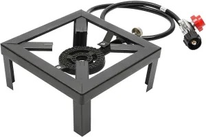 Propane Burner, Heavy-Duty Propane Stove, Propane Single Burner Angle Iron Camp Stove, Single Burner Outdoor Gas Stove with Adjustable 0-20Psi Regulator Hose for Patio Camping, BBQ, Home