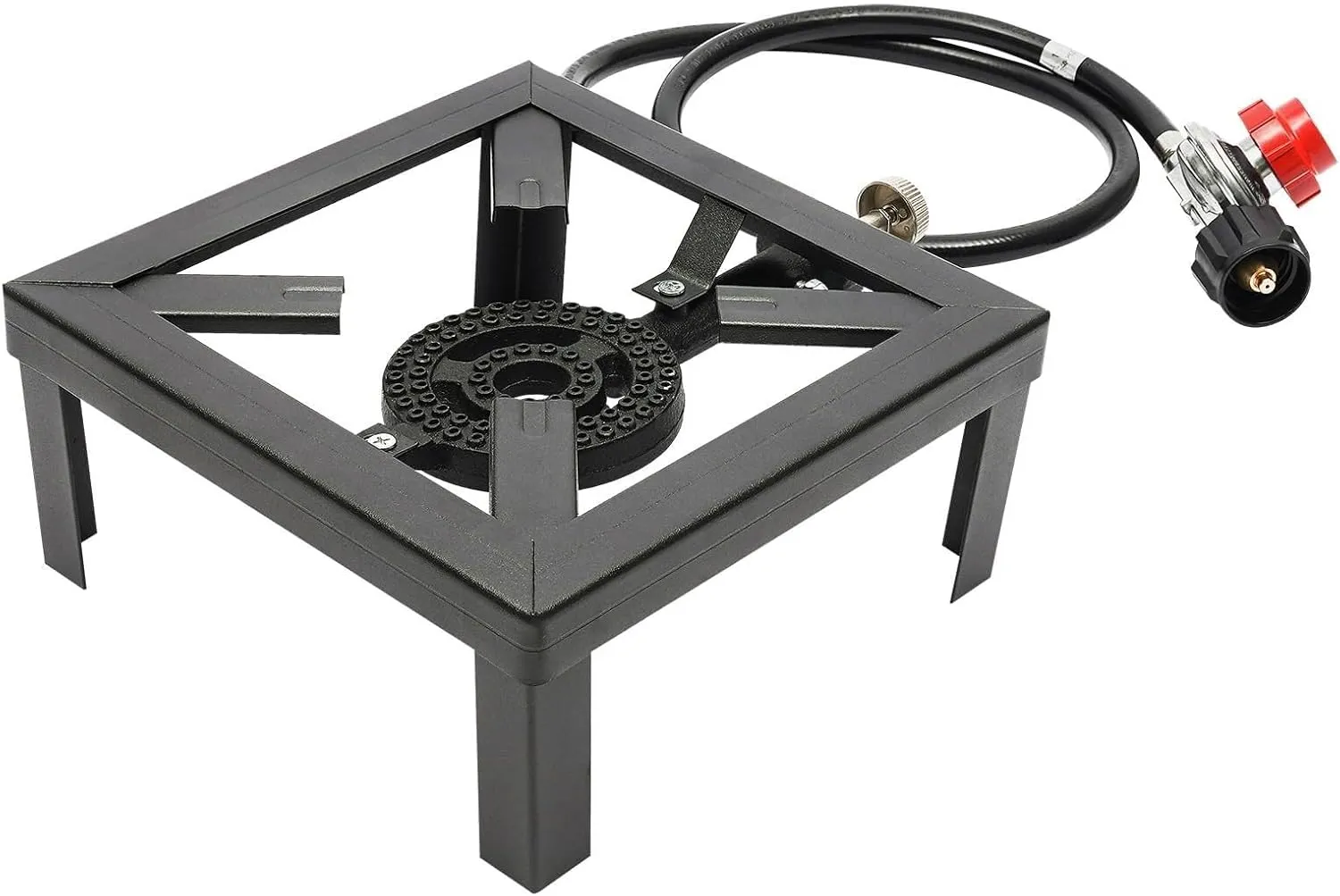 Propane Burner, Heavy-Duty Propane Stove, Propane Single Burner Angle Iron Camp Stove, Single Burner Outdoor Gas Stove with Adjustable 0-20Psi Regulator Hose for Patio Camping, BBQ, Home