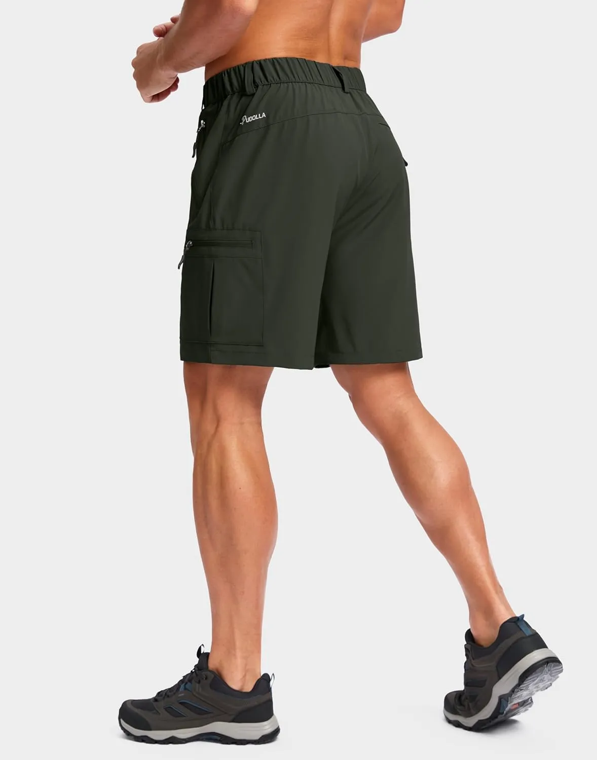 Pudolla Men's Hiking Cargo Shorts Lightweight 7" Travel Casual Shorts for Men Golf Work Outdoor with 5 Zipper Pockets