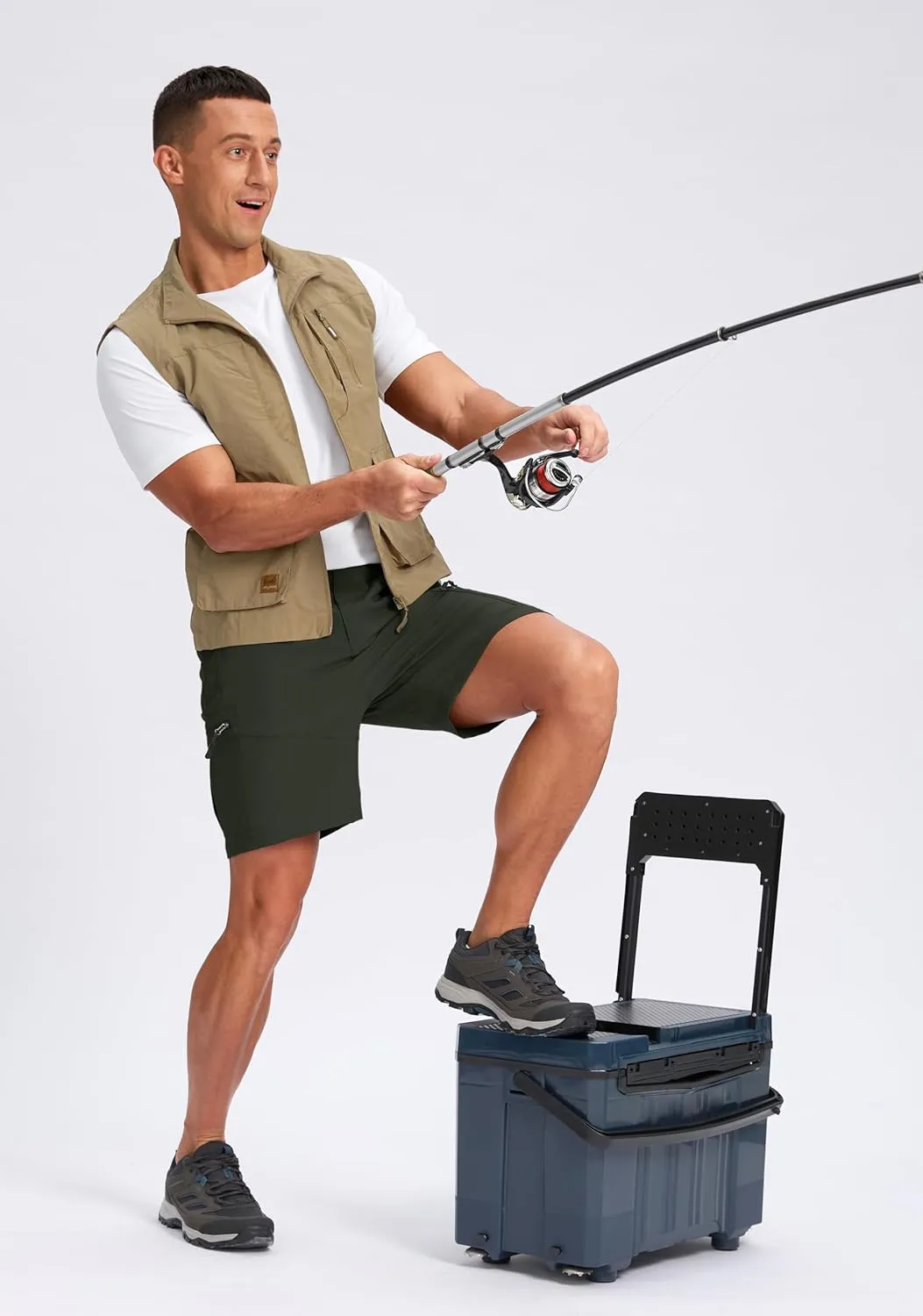 Pudolla Men's Hiking Cargo Shorts Lightweight 7" Travel Casual Shorts for Men Golf Work Outdoor with 5 Zipper Pockets